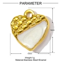 Pendentif cœur en acier inoxydable doré et émail blanc avec largeur de 13mm - Style Cœur Matelassé Blanc (YF958-1)