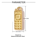 Ciondolo walkie-talkie in acciaio inossidabile dorato per gioielli fai-da-te - Stile Vecchio Telefono (YH1480)