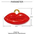 Red enamel lip pendant in stainless steel with golden loop and 34x20mm dimensions - Red Lips Style (YF969)