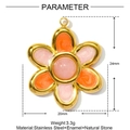 Pink and orange enamel five-petal flower pendant in gold stainless steel finish - Medium / Orange Pink Flower Style (YF979-2)