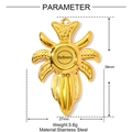 Pendentif rétro français en acier inoxydable doré avec une finition texturée rayonnante - Style Soleil Radial (XF836)