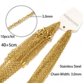 Set di 10 collane a onde d'acqua in acciaio dorato 3,0 mm per donna, 40+5 cm - Catena a maglie piatte / Oro