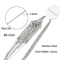 Set di 10 catene a scatola in acciaio inossidabile argento da 1,0 mm con moschettoni - Catena cielo stellato / Argento