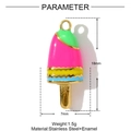 Rainbow popsicle pendant in stainless steel and enamel, size 18mm by 7mm for DIY jewelry - Green Pink Yellow Blue Ice Cream Style (YF1014-4)