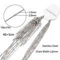 Collana a catena con sfere in acciaio inossidabile argento da 1,0 mm e lunghezza 40+5 cm - Catena a Serpente Tonda con Perline / Argento
