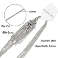 Set di 10 catene a serpente in acciaio inossidabile argento 40+5cm, 1,0mm - Catena a serpente tonda / Argento