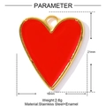 Red heart-shaped pendant in gold plated stainless steel and enamel finish 21mm - Red Enamel Heart (XF890)
