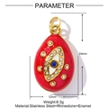 Pendentif goutte d'eau rouge en acier inoxydable avec œil du mal et cristaux brillants - Mauvais Œil Rouge (YF1092-5)