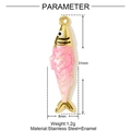 Pendentif poisson en acier inoxydable émail rose, breloque marine de 31mm x 8mm - Style de Poisson Émaillé-Rose (YF1146-1)