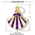 Purple and white enamel shell pendant in copper with gold edges for jewelry making - Purple White Shell (YF1108-4)