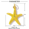 Yellow enamel starfish pendant in copper with gold edges and size parameters - Yellow Starfish (YF1109-3)
