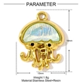 Golden stainless steel jellyfish charm with iridescent blue resin for jewelry making - Iridescent Blue Jellyfish Style (YF1171-2)