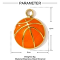 Orangefarbener Basketball-Anhänger aus vergoldetem Edelstahl für DIY-Schmuck - Oranger Basketball-Stil (YF1252)