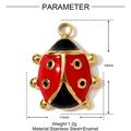 Golden stainless steel ladybug pendant with red and black enamel charm details - Red Ladybug (YF1226)
