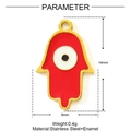 Pendente mano di Fatima in acciaio dorato con smalto rosso e dettaglio Malocchio - Stile Hamsa Malocchio Rosso (YF1360)