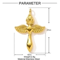 Pendentif croix ailée en acier inoxydable doré avec dimensions et détails de poids - Style Croix Ailée (YF1463)