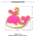 Pink and white enamel whale tail charm in gold-plated stainless steel for DIY jewelry - Pink Spliced Whale (YF1442-2)