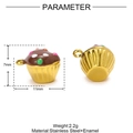 Pendentif cupcake miniature en émail doré et marron pour création de bijoux - Gâteau à Pois Chocolat (YF1478-3)