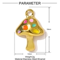 Pendentif champignon en émail coloré doré avec des dimensions de 18 mm sur 13 mm - Champignon Tacheté Coloré (YF1479)