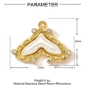 Pendente a V in acciaio inossidabile dorato con perla in resina e strass brillanti - Volute a Forma di V (YF1534)