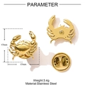 Gold stainless steel crab brooch pin, 17mm animal accessory with butterfly clutch - Gold Crab Shape (YF1484)