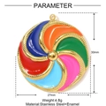Farbenfroher Wirbel-Emaillanhänger aus Edelstahl mit lebhaftem Regenbogenspiralmuster - Regenbogen Wirbel Runder Anhänger (YF1539)