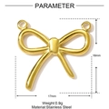 Ciondolo a fiocco in acciaio inossidabile dorato 17x16mm per fare gioielli - Dolce Fiocco a Doppio Foro (YH094)