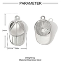 Polished silver stainless steel baseball cap pendant charm showing front and back views - Baseball Cap Shape Pendant (YH033)