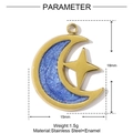 Colgante dorado de luna y estrella con esmalte azul y base sólida de acero inoxidable - Colgante Luna Estrella Esmalte Brillo Azul (YH164)
