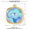 Gold stainless steel evil eye pendant with blue enamel starburst design 22x19mm size - Starry Evil Eye (YH206)