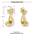 Golden stainless steel cat pendant for earrings with dimensions 10mm by 24mm - Sitting Cat (YH145)