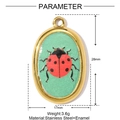 Golden stainless steel ladybug pendant with red enamel and dimensions 28mm by 17mm - Ladybug Pattern (YH211)