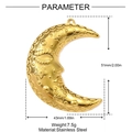 Gouden maan gezicht hanger van roestvrij staal met reliëf van hemelse bloemdetails - Reliëf Maangezicht(YH791)