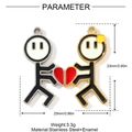 Set van roestvrijstalen stickman hart hangers in zilver en goud met emaille details - Stickman Hart Stijl (YH833)