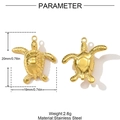 Gold stainless steel sea turtle pendant with dimensions 20mm x 19mm for DIY necklaces - Turtle Style (YH852)