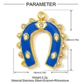 Ciondolo a ferro di cavallo in acciaio inox con occhio blu smaltato e strass lucidi - Stile Ferro di Cavallo Blu (YH878-3)