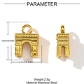 Golden Arc de Triomphe 3D stainless steel pendant with detailed dimension measurements - Arc de Triomphe (YH889)