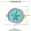 Goldener Seestern-Schmuckverbinder aus blauem Emaille für DIY-Armbänder und Ketten - Blauer Seestern Stil (YH952-2)