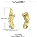 Goldene Seepferdchen-Anhänger aus Kupfer mit blauen Zirkonia für DIY-Schmuck - Goldenes Seepferdchen Zirkonia Anhänger (YH953)