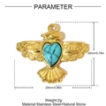 Pendentif oiseau en acier inoxydable doré orné d'une pierre naturelle bleue en cœur - Style Oiseau Turquoise (YH1150)