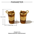 3D coffee cup charms in brown enamel and stainless steel for jewelry making - Brown Glitter Coffee Cup Style (YH1202-2)