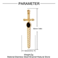 Golden sword pendant in stainless steel with black natural stone and white enamel inlay - Saint Michael Stone Inlaid Dagger (YH1281)