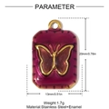 Pendaglio a farfalla in smalto viola in acciaio inossidabile con misure 20x13mm - Stile Farfalla Viola Rettangolare (YH1270)