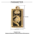 The Magician Tarot Anhänger aus Gold-Edelstahl mit schwarzer Emaille und Strasssteinen - Der Magier-Stil(YH1233)