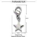 Polished stainless steel star pendant with lobster clasp measuring 20mm by 8mm - Five-pointed Star Design (XF536-1) / Silver
