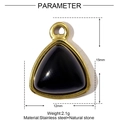 Golden stainless steel triangle pendant with black natural stone inlay for DIY jewelry - Black Triangle Style (XF605-4)