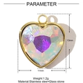Pendentif cœur en verre irisé avec cadre doré en acier inoxydable 11x13mm - Cœur Irisé (XF621-2)