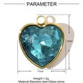 Pendentif cœur en cristal bleu clair dans un cadre en acier doré pour femmes - Cœur Bleu Clair (XF621-4)