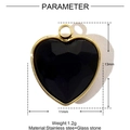 Pendentif cœur doré avec verre noir facetté, spécification de taille 11x13mm - Cœur Noir (XF621-6)