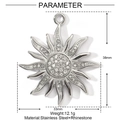Silver sun pendant in stainless steel with rhinestones, 38mm height and 33mm width - Silver Sun Radiant Style (YE1077-1)